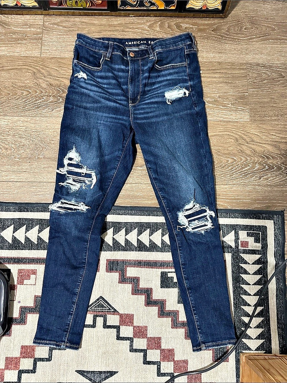 American Eagle AE High-Waisted Ripped Jegging Blue